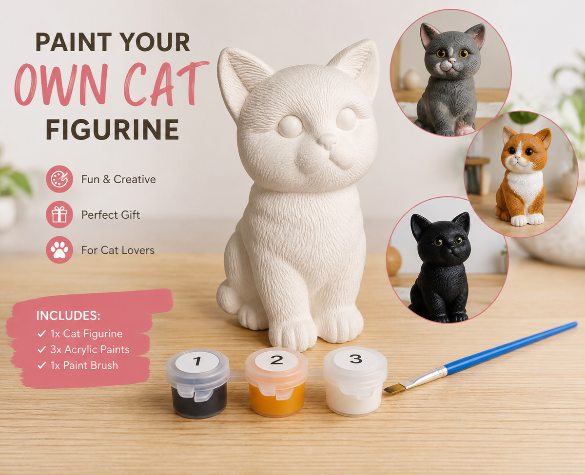 Paint Your Own Cat Figurine for Kids – Pick Your Colours, Paint Your Cat & Make It Yours! 🎨🐱