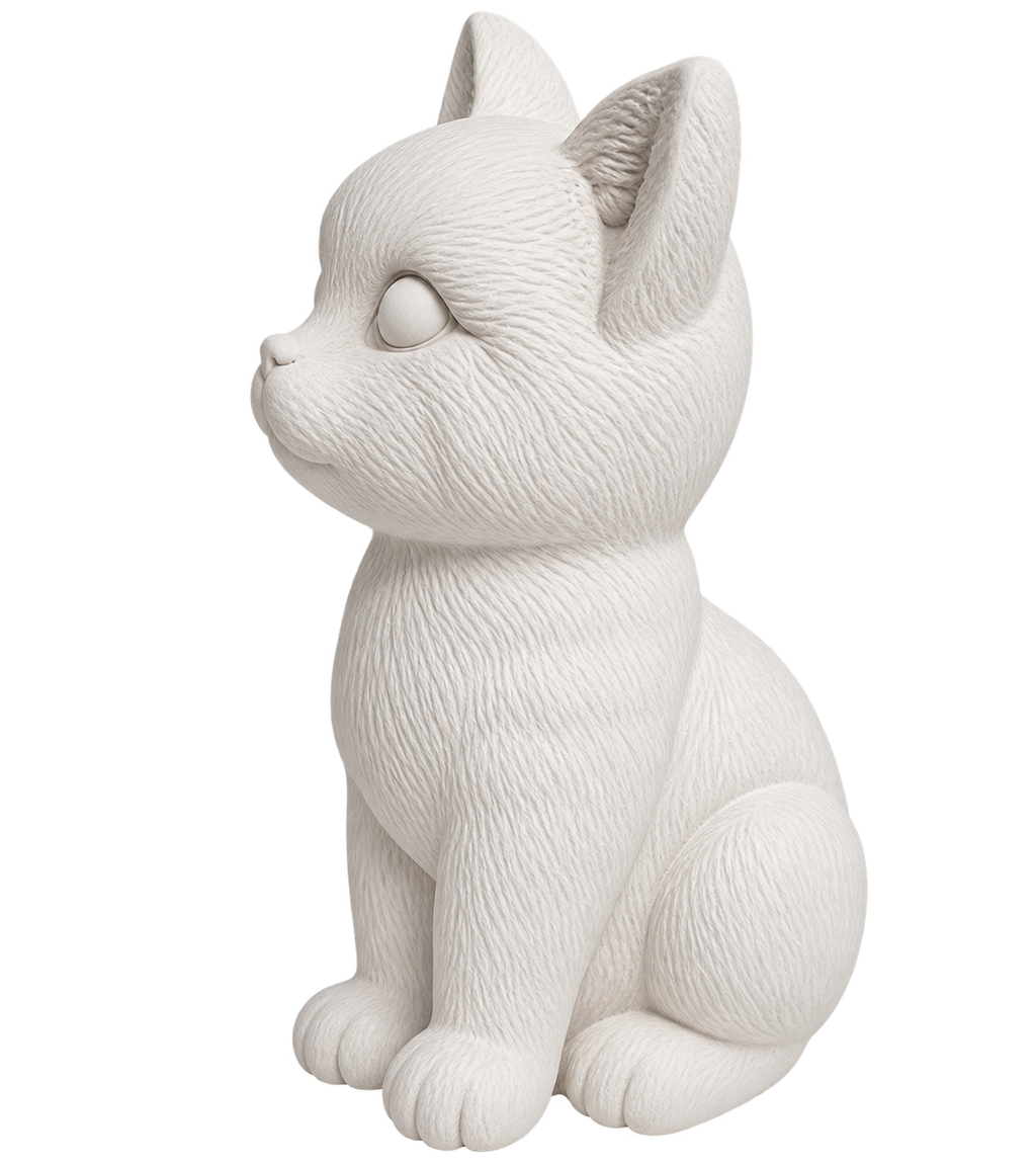 Cat Figurine – White Decorative Cat Statue  Home Décor